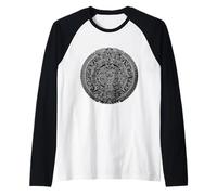 Aztec Maya Azteca Sun Stone Ancient Mayan Calendar Raglan Baseball Tee
