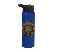 Aztec Maya Azteca Sun Stone Ancient Mayan Calendar Stainless Steel Insulated Water Bottle