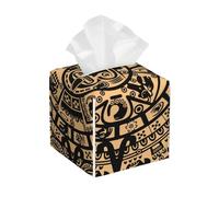 Aztec Maya Calendar Square Tissue Box Cover, Cube Tissue Box Holder, Table Tissue Box