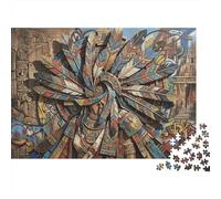 Aztec Maya Feather Art 500 Piece Wooden Jigsaw Puzzle,Gift Idea,Whimsical Challenge,Stress Relief,Great Gifts,Home Wall Decor,Wood,Adults & Kids 14+ (52x38cm)