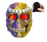Aztec Mayan Death Whistle Iridescent Skull "BLING EDITION" - SEE VIDEO! Screaming Whistle 3D (EXTREMELY LOUD) Detailed with Red Eyes and Silver Highlights, Shiny Silk Finish,Black Silk Storage Bag.