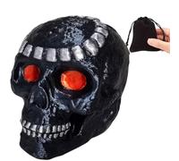 Aztec Mayan Death Whistle Skull - Screaming Whistle 3D (EXTREMELY LOUD) Detailed with Red Eyes and Silver Highlights, Shiny Silk Finish.Black Silk Storage Bag.