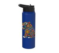 Aztec Mexican Jaguar Ancient Civilization Indigenous Art Stainless Steel Insulated Water Bottle