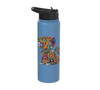 Aztec Mexican Jaguar Ancient Civilization Indigenous Art Stainless Steel Insulated Water Bottle