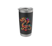 Aztec Mexican Mythology Dragon Feathered Serpent Artwork Stainless Steel Insulated Tumbler