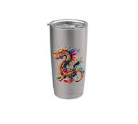 Aztec Mexican Mythology Dragon Feathered Serpent Artwork Stainless Steel Insulated Tumbler