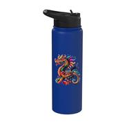 Aztec Mexican Mythology Dragon Feathered Serpent Artwork Stainless Steel Insulated Water Bottle