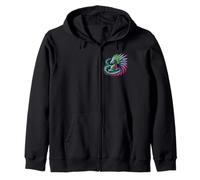 Aztec Mexico Quetzalcoatl Feathered Zip Hoodie
