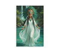 Aztec Mythology Art Poster Chalchiuhtlicue Goddess of Rivers And Lakes 1 Poster Cool Artworks Painting Wall Art Canvas Prints Hanging Picture Posters 16x24inch(40x60cm)