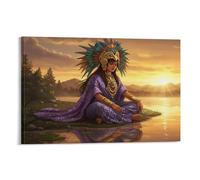 Aztec Mythology Art Poster Chalchiuhtlicue Goddess of Rivers And Lakes 4 Poster Cool Artworks Painting Wall Art Canvas Prints Hanging Picture Posters 24x36inch(60x90cm)
