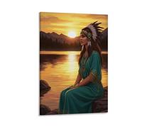 Aztec Mythology Art Poster Chalchiuhtlicue Goddess of Rivers And Lakes Poster Cool Artworks Painting Wall Art Canvas Prints Hanging Picture Posters 12x18inch(30x45cm)