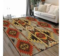Aztec Navajo geometric seamless Native American Southwest Area Rugs Living Room Large 160x230 cm Washable Vintage Soft Rug Modern Non Slip Floor Carpet Mat for Bedroom Kitchen Dining Room