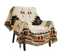 Aztec Navajo Throw Blanket Bohemian Tribal Ethnic Geometric Pattern Rug With Tassels Suitable For Sofa/Bed/Outdoor/camping (90x90cm / 35.4x35.4in)
