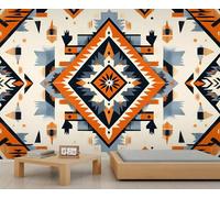 Aztec Navajo Wall Mural, Indian Mural, Ethnic Tribal Wallpaper for Living Room Bedroom, Native American Wall Murals - 100x70cm (Not Peel n' Stick)