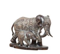 Aztec Patterned Elephant and Baby Figurine