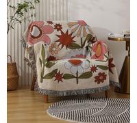 Aztec Patterned Throw Blanket Boho Soft Sherpa Traditional Southwestern Navajo Tribal Style Warm Throw for Camping Outdoor Light Weight Cozy Bohemia Blanket for Couch Sofa Bed 51”x70” Sunflower