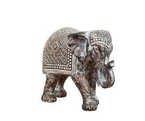 Aztec Patterned Vintage Carved Wooden Effect Elephant Figurine HE1477