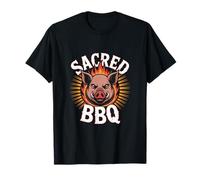 Aztec Pig BBQ Art with Flames and Retro Style T-Shirt
