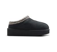 Aztec Platform Mules for Women - Slip-On Fluffy Faux Fur Lined Indoor & Outdoor Slippers - Comfortable Soft Memory Foam Footbed, Non-Slip EVA Sole, Cozy Fashionable Winter House Shoes - Black/UK 7