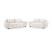 aztec plush velvet 3+2 seater sofa set in cream