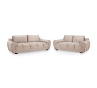 aztec plush velvet 3+2 seater sofa set in mocha