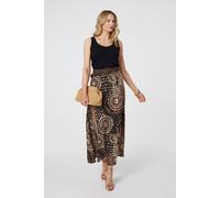 Aztec Print A-Line Belt Maxi Skirt Izabel London Black 8