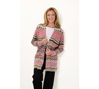 Aztec Print Pocket Detail Longline Cardigan Mudflower Beige 16