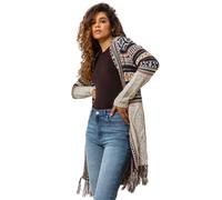 Aztec Print Tassel Hem Longline Cardigan Roman Natural 16