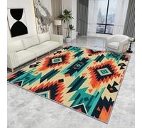 Aztec Rug 160x230 - Aztec Rug - Southwestern Tribal Ethnic Rugs, Native American Rustic Geometric Carpet, Washable Rug Non Slip Low Pile Soft Large Area Rugs, Aztec Home Decor Gifts, 100 X 100 cm