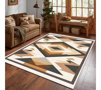 Aztec Rug, 50 x 80 cm, Rustic Tribal Boho Geometric Rugs for Living Room Bedroom, Vintage Ethnic Carpet, Southwestern Home Decor, Washable Non Slip Low Pile Small Area Rugs A3752