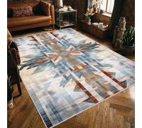 Aztec Rugs for Entryway Machine Washable, Native American Distressed Vintage Patterned Small Area Rug Bedroom Decor, Non Slip Low Pile Soft Indoor Door Mat, 60 x 110 cm, FD2785
