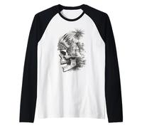 Aztec Skull Maya Mexican Feathered Mayan Indigenous Azteca Raglan Baseball Tee