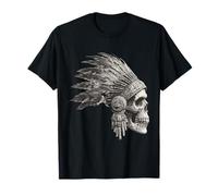 Aztec Skull Maya Mexican Feathered Mayan Indigenous Azteca T-Shirt