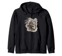 Aztec Skull Maya Mexican Feathered Mayan Indigenous Azteca Zip Hoodie