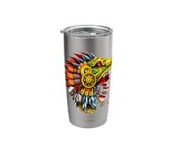 Aztec Skull Warrior Quetzalcoatl Mayan Warrior Mask Stainless Steel Insulated Tumbler