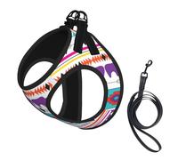 Aztec South West Pattern No Pull Dog Harness and Leash Set, Cute Reflective Adjustable Vest for Small Dogs,Breathable Mesh Puppy Harness for Walking Hiking,Large