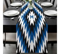 Aztec Southwest Table Runner 13x72 Inches Long Vintage Abstract Blue Black Geometric Rustic Cotton Linen Table Runner Burlap Style for Dinner Table Party Decor Tabletop Decorations