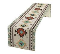 Aztec Southwest Table Runner,Ethnic Style Design Geometric Table Runners Table Setting Decor for Garden Farmhouse Wedding Party Holiday Dinner Home 13x60 Inch