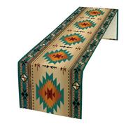 Aztec Southwest Table Runner, Ethnic Style Design Geometric Triditional Kitchen Table Runners Table Setting Decor for Garden Farmhouse Wedding Party Holiday Dinner Home, 13x70 Inch