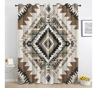 Aztec Southwestern Curtains for Bedroom, Geometric Pattern Blackout Curtains for Living Room, Navajo Tribal Eyelet Curtain, Thermal Insulated Drapes 2 Panels, 46 x 90 Inch Xh81