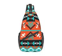 Aztec Style Sling Bag Crossbody Shoulder Backpack Bright Seamless Colorful Aztec Pattern Tribal Ethnic Abstract Geometric Art Print Chest Bag Navajo Style Travel Hiking Daypack for Men Women
