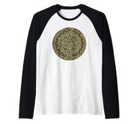 Aztec Sun Calendar Ancient Mexican Mayan Antique Mesoamerica Raglan Baseball Tee