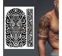 Aztec Temporary Tattoo Set Transfer Black Band Tribal Maori Waterproof Realistic Arm Leg Thigh Back Body Art Sticker Mens Womens Kids - By Delusion Tattoos