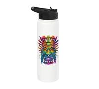 Aztec Tiki Hawaiian Mayan Colorful Tikis Vacation Stainless Steel Insulated Water Bottle