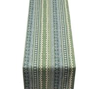 Aztec Trail Table Runner in Blue and Green. Rustic Striped Geometric Design, Boho Theme. Available in Two Sizes (30cm x 180cm)