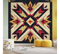 Aztec Tribal Geometric Wall Decals, Native American Wall Mural Waterproof Vinyl Murals, Southwestern Navajo Mexican Stickers Peel and Stick Wallpaper for Home Office Decoration 352x250 cm