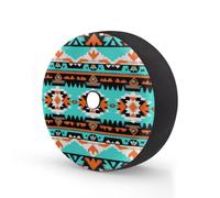 Aztec Turquoise Orange Pattern Spare Tire Cover 14 In