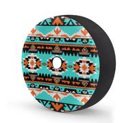 Aztec Turquoise Orange Pattern Spare Tire Cover 16 In