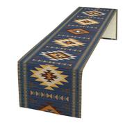 Aztec Vintage Table Runner, Abstract Geometric Tribal Ethnic Native Vintage American Southwestern Pattern for Home Kitchen Table Decor Dining Coffee Room Party Decor 13x60in