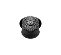 Aztec Warrior Mask Feathered Skull Jaguar Temple Relic Art PopSockets Adhesive PopGrip